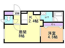 プランドール麻生 1LDKの間取図画像