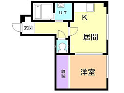 ベルヴィル壱番館 1DKの間取図画像