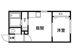 アビターレウーノ 1DKの間取図画像