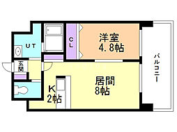 ルラシオン北9条通 1LDKの間取図画像