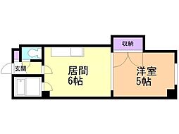 地下鉄環状通東ビル 1DKの間取図画像
