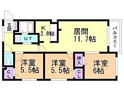 アビタシオン美香保 3LDKの間取図画像