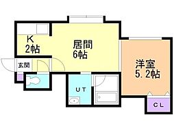 イーワイズ 1LDKの間取図画像