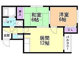 オニオン5・1 2LDKの間取図画像