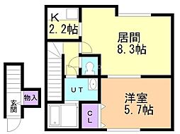 ラクラッセ太平 1LDKの間取図画像