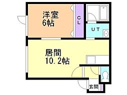 イールドN22 1LDKの間取図画像