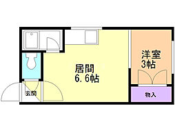 ボヌール23 1DKの間取図画像