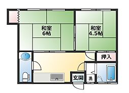 第一アパート 2Kの間取図画像