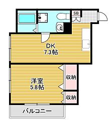 高久ビル 4階1DKの間取り