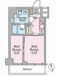 墨田区向島5丁目マンション 2Kの間取図画像