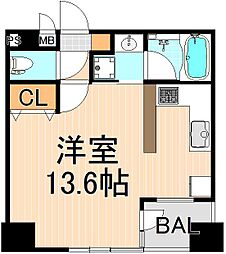 カスタリア北上野 ワンルームの間取図画像