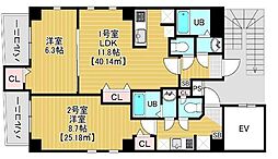 AXIS東浅草 1LDKの間取図画像