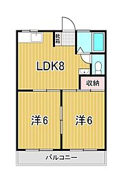 第2立花パークハイツ 2DKの間取図画像
