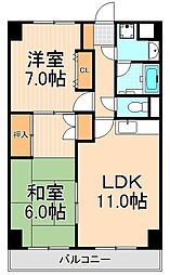 ヒルイーストS.S. 2LDKの間取図画像