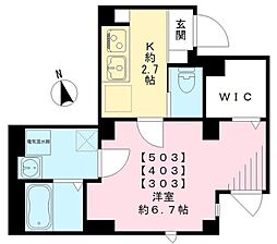 レジデンス横網 1Kの間取図画像