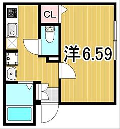 SR五反野テラス 1Kの間取図画像
