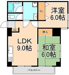 蔵前双葉ハイツ 2LDKの間取図画像