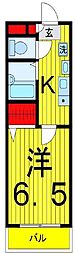ヘーベルメゾン尚 1Kの間取図画像