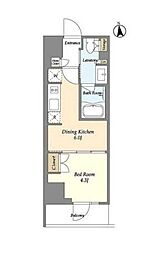 LaSanteUeno 1DKの間取図画像