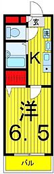 ヘーベルメゾン尚 1Kの間取図画像