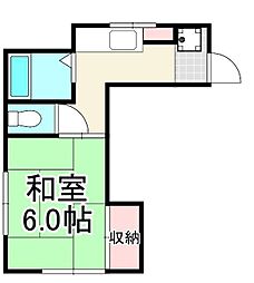明宏ビル 1Kの間取図画像