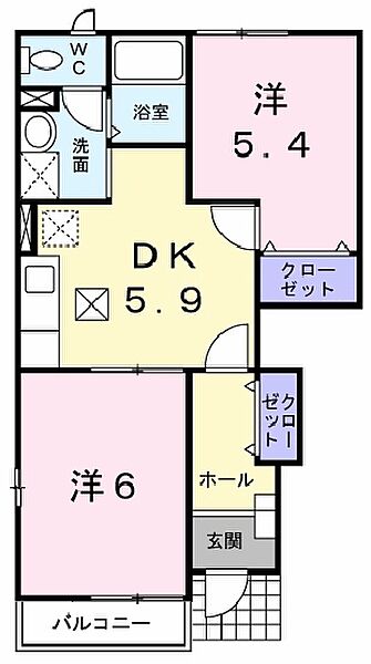 サンフラワーヒルズD 101｜愛媛県西条市樋之口(賃貸アパート2K・1階・42.77㎡)の写真 その3