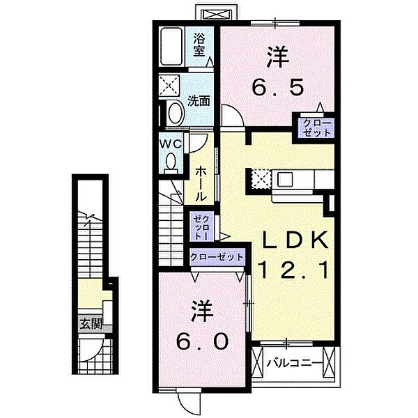 アクアイーストB 202｜愛媛県西条市船屋甲(賃貸アパート2LDK・2階・58.86㎡)の写真 その3
