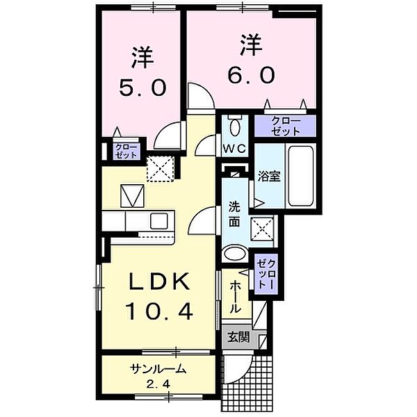 円彩 101｜愛媛県西条市玉津(賃貸アパート2LDK・1階・53.63㎡)の写真 その3