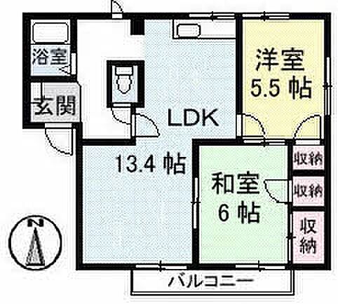 ドミール鈴蘭B棟 201｜愛媛県西条市古川甲(賃貸アパート2LDK・2階・54.34㎡)の写真 その3