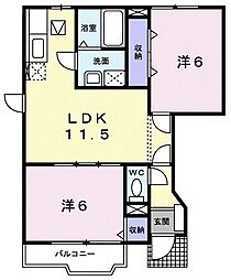 ヴィレッジ・ジュークC 2LDKの間取図画像