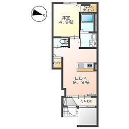 パンデュールエムII 105 1階1LDKの間取り