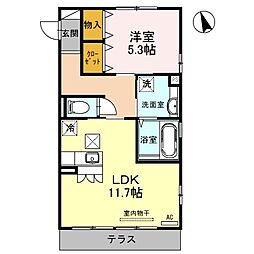 グレイスA 1LDKの間取図画像