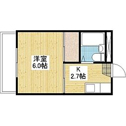 泉ハイツ 1Kの間取図画像