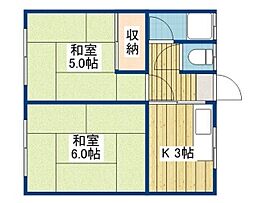 向陽荘B 2Kの間取図画像