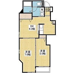 オートヤグリーンビル 2DKの間取図画像