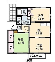 ヴィオラ片山D 3DKの間取図画像