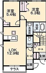 シャーメゾン小泉B 2LDKの間取図画像