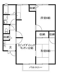 メルヴェーユ・シェソワA 2LDKの間取図画像