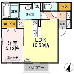 グロワール 1LDKの間取図画像