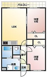 ラフィーネTAMAI2 2LDKの間取図画像