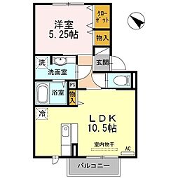セジュール上ノ山2 1LDKの間取図画像