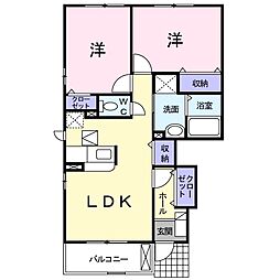ロータス鳥生C 2LDKの間取図画像