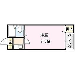 コーポライン2 1Kの間取図画像
