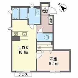シャーメゾンエリモA棟 1LDKの間取図画像
