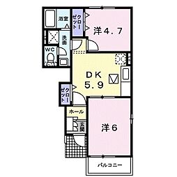 ロッソ・コルサA 2Kの間取図画像