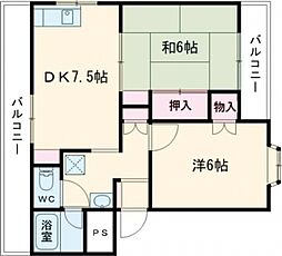 立花ハイツ 2DKの間取図画像