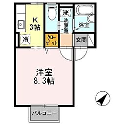 タクトハイツ日浅2 ワンルームの間取図画像