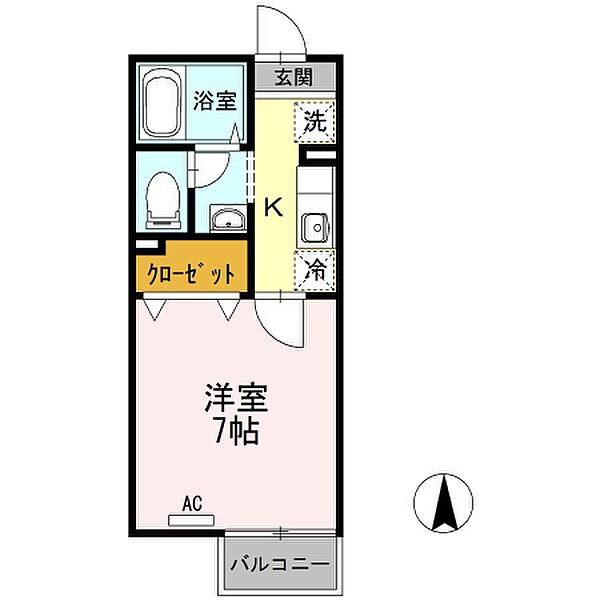 シャトレーワタナベII 102｜愛媛県松山市南江戸4丁目(賃貸アパート1K・1階・23.59㎡)の写真 その3