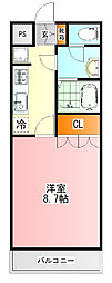 クレアハイム 1Kの間取図画像