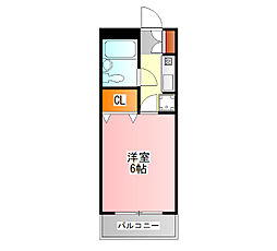 メゾン田中 1Kの間取図画像